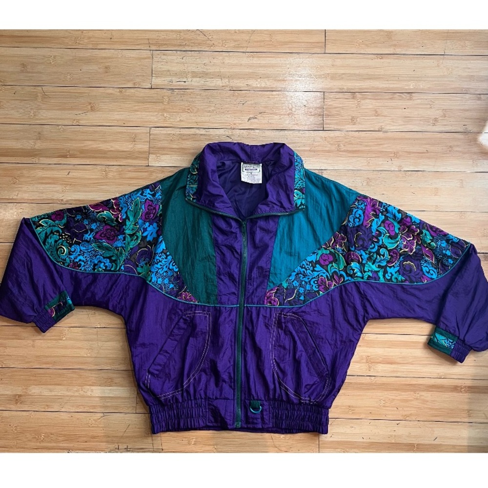 Vintage Retro 80s Jacket Westside size Small Asymmetric pattern Multicolor